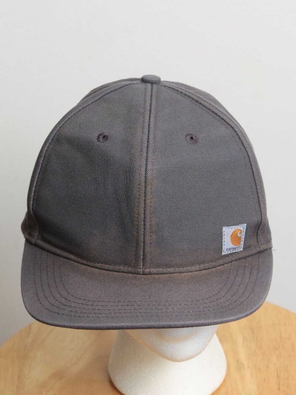 Carhartt Firm Duck Flat Brim Hat Mens OS Gray Distressed Sun Faded Snapback